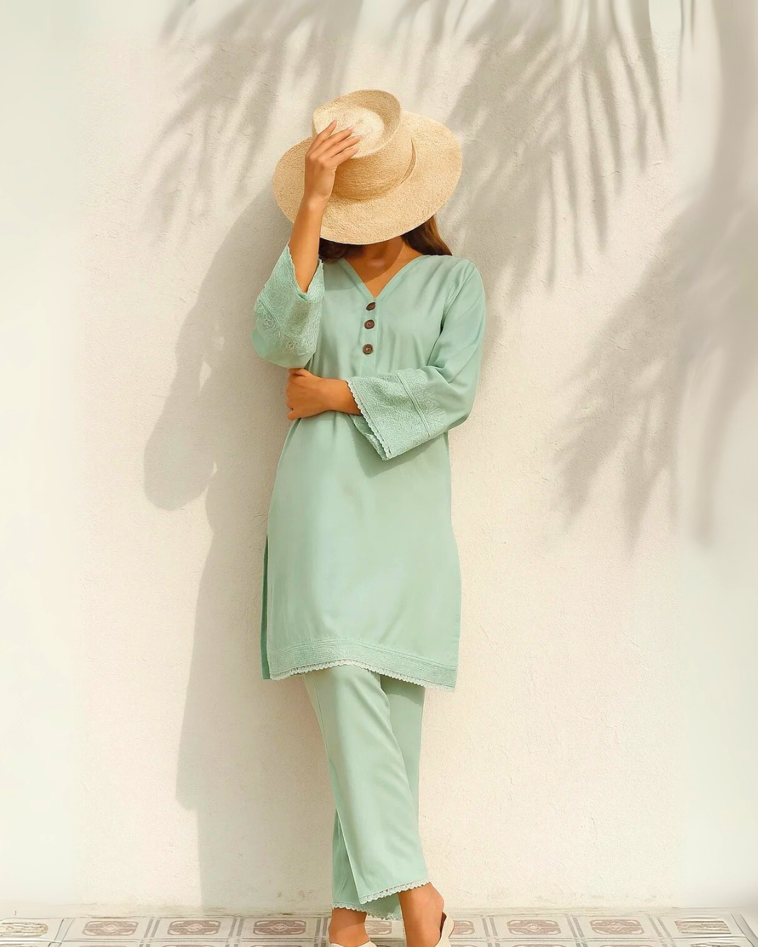 2 pcs solid embroidery- SABZ-SITARA