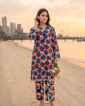 Red & Navy Floral Printed Stitched 2 Piece Lawn Suit | APC251112