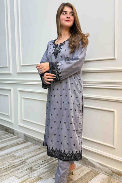 Solid Embroidered Co-ord - Leila