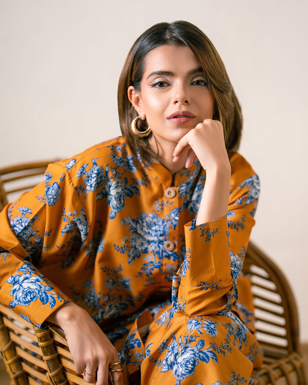 PRINTED ESSENTIAL 2PC CO-ORD - Saffron Yellow