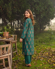 Emerald Green Paisley Stitched 2 Piece Lawn Suit | APC251104