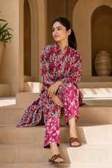 Tropical Leaf Print Lawn Suit | Premium 2-Piece Unstitched Summer Collection