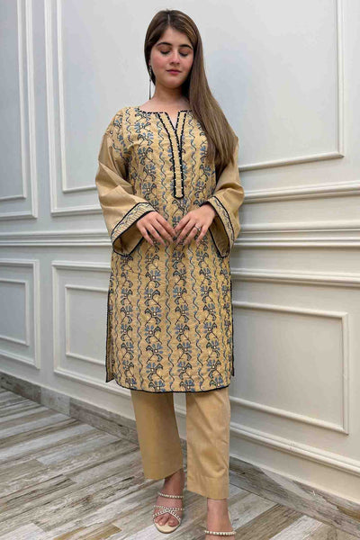 Solid Embroidered Co-ord - Taskeen