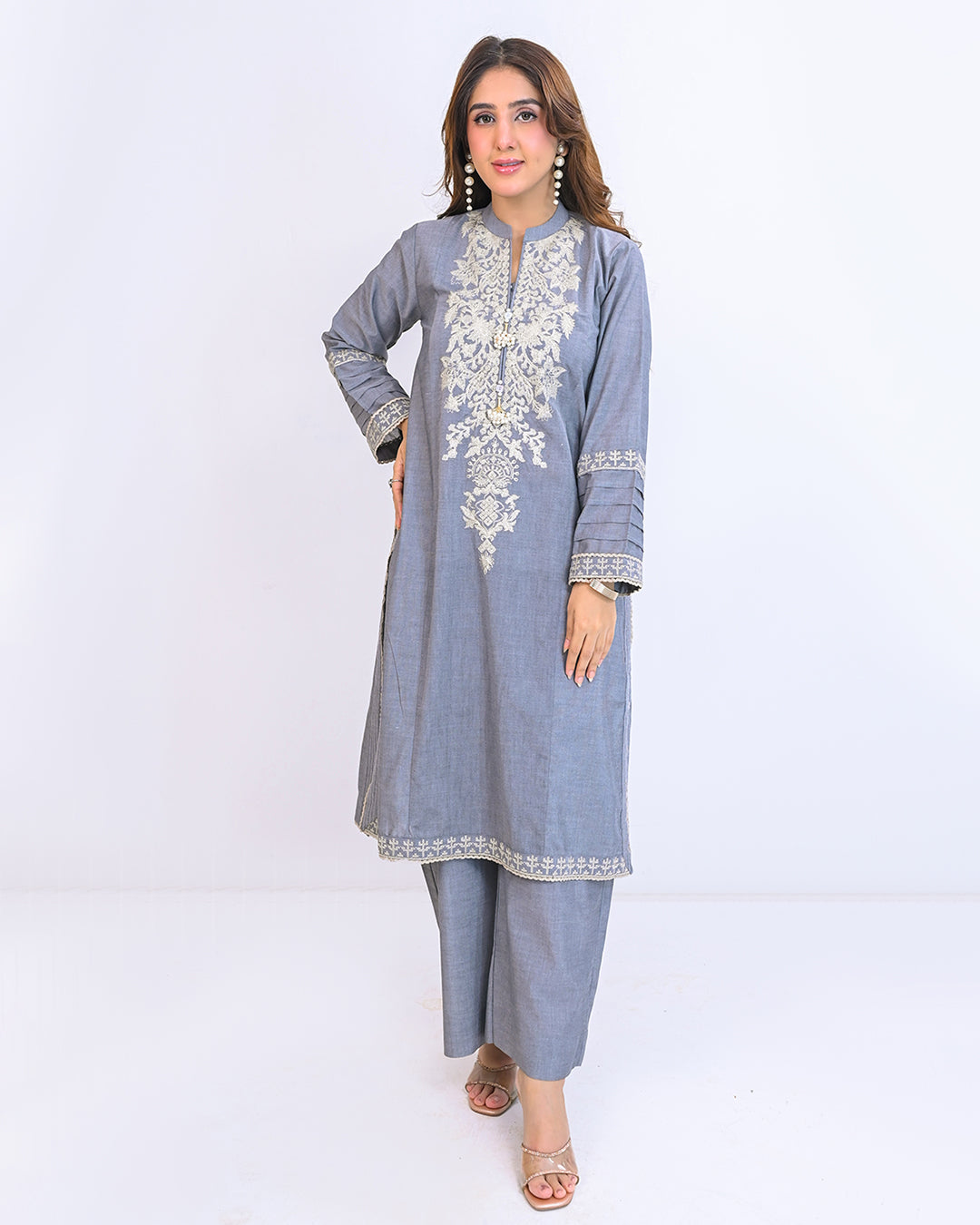Solid Embroidered Co-ord -Fitoor