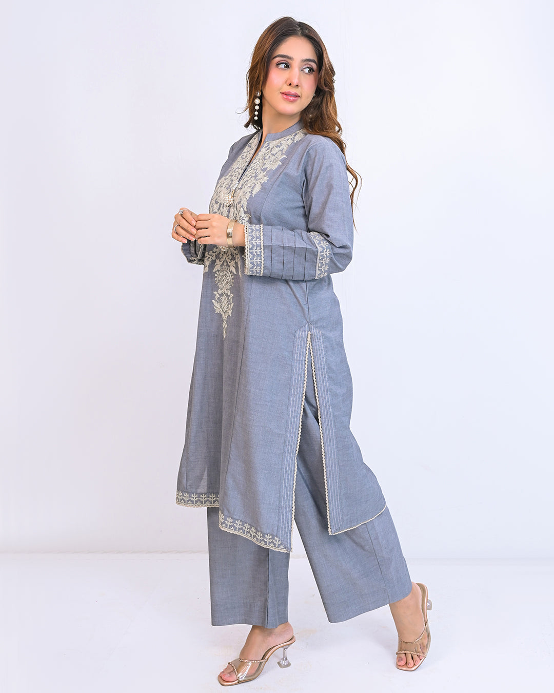 Solid Embroidered Co-ord -Fitoor