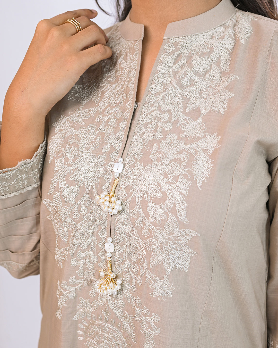 Solid Embroidered Co-ord -Arzoo