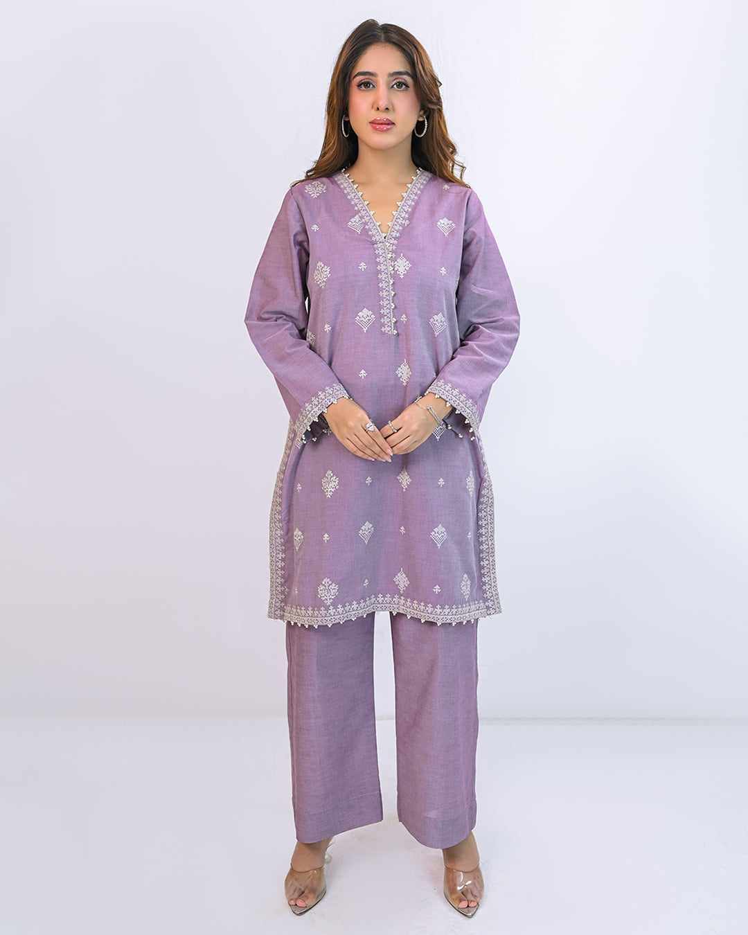 Solid Embroidered Co-ord - Tamana
