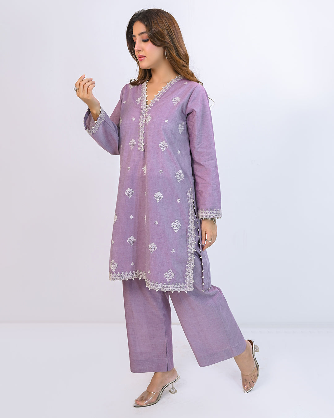 Solid Embroidered Co-ord - Tamana