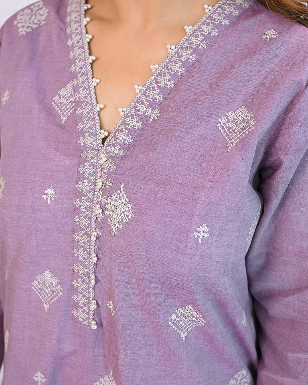 Solid Embroidered Co-ord - Tamana