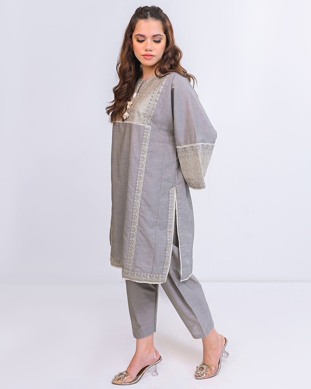 Solid Embroidered Co-ord  - Shafaq