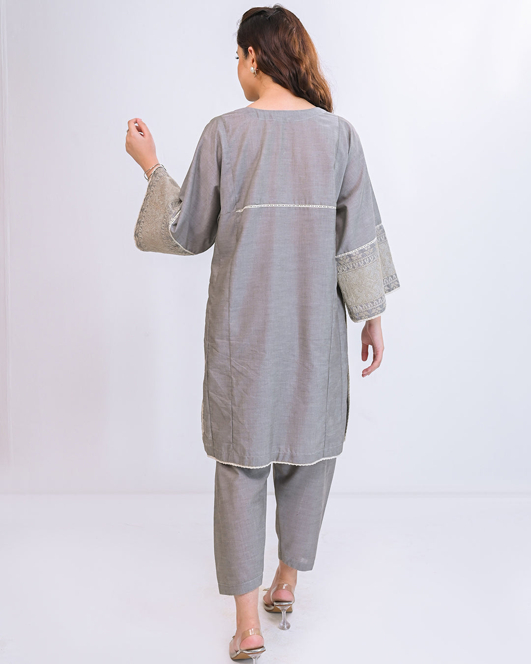 Solid Embroidered Co-ord  - Shafaq