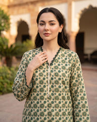 Ayla Studio Green Floral Printed Unstitched 2 Piece Lawn Suit | APC251105