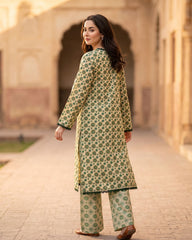 Ayla Studio Green Floral Printed Unstitched 2 Piece Lawn Suit | APC251105