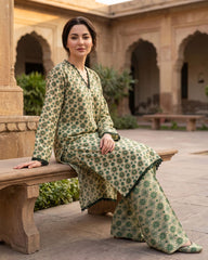 Ayla Studio Green Floral Printed Unstitched 2 Piece Lawn Suit | APC251105