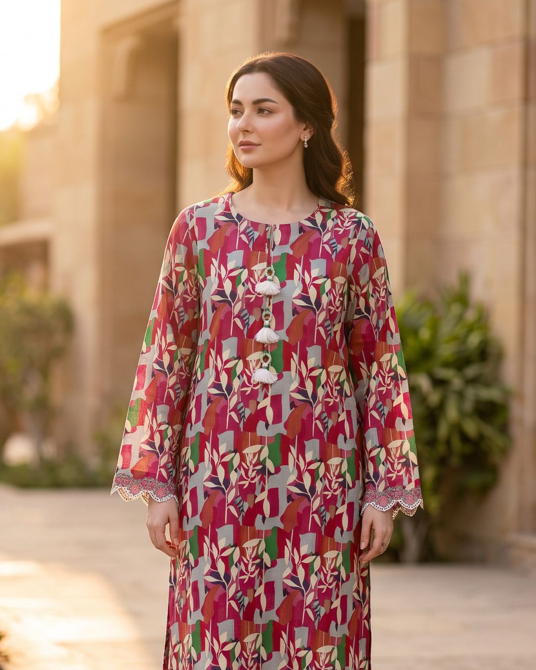 Ayla Studio Red Floral Printed Unstitched 2 Piece Lawn Suit | APC251109