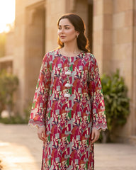 Ayla Studio Red Floral Printed Unstitched 2 Piece Lawn Suit | APC251109
