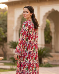 Ayla Studio Red Floral Printed Unstitched 2 Piece Lawn Suit | APC251109