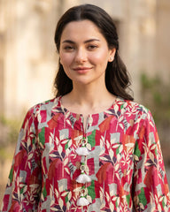 Ayla Studio Red Floral Printed Unstitched 2 Piece Lawn Suit | APC251109