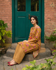 Mustard Rose Garden Stitched 2 Piece Lawn Suit | APC251106