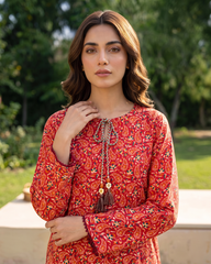 Red Paisley Printed Stitched 2 Piece Lawn Suit | APC251108