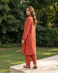 Red Paisley Printed Stitched 2 Piece Lawn Suit | APC251108