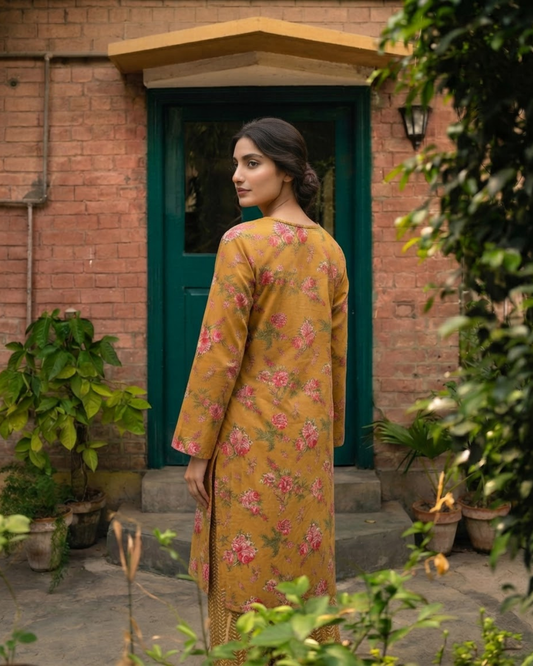 Mustard Rose Garden Stitched 2 Piece Lawn Suit | APC251106