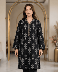 Black Printed Premium Lawn Kurti One-Piece | A1126116Y