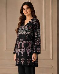 Black Floral Premium Lawn Kurti | A1226117
