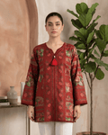 Maroon Floral Printed Premium Lawn Kurti One-Piece | A2226123