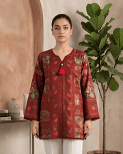 Maroon Floral Printed Premium Lawn Kurti One-Piece | A2226123