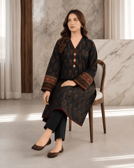 Black Printed Premium Lawn Kurti – One-Piece | A2226216FA