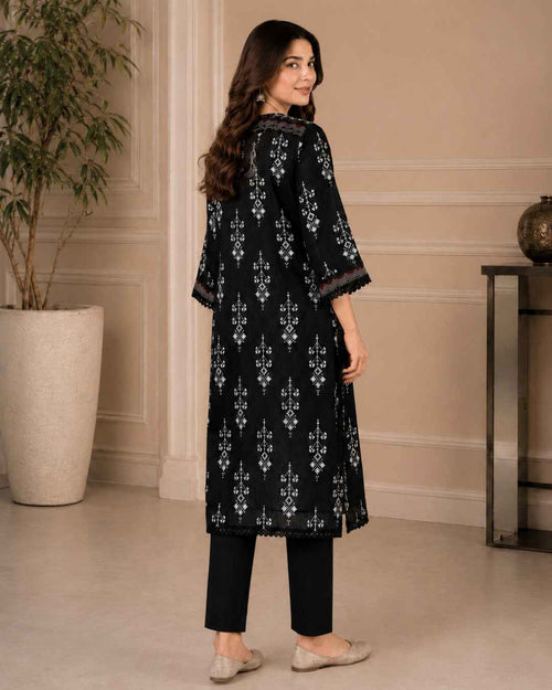 Black & White Premium Lawn One-Piece Suit | A1126116V