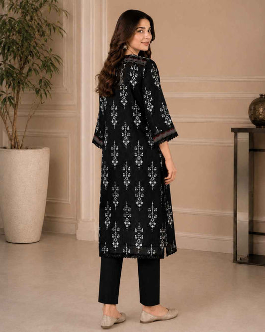 Black & White Premium Lawn One-Piece Suit | A1126116V