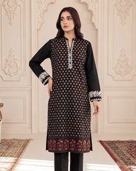 Black Printed Premium Lawn Kurti with Embroidered Details – One-Piece | TA2226209