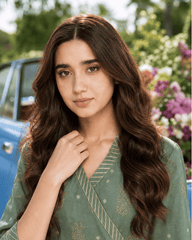Sage Green Angrakha-Style Premium Lawn Kurti One-Piece | A3326105B