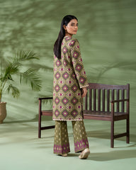 Olive Geometric Printed 2 Piece Lawn Suit | APC251107