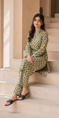 Beige Floral Lawn Suit | Premium 2-Piece Unstitched Summer Collection