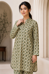 Beige Floral Lawn Suit | Premium 2-Piece Unstitched Summer Collection