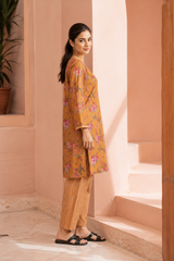 Mustard Floral Lawn Suit | Premium 2-Piece Unstitched Summer Collection