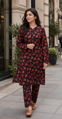 Midnight Floral Lawn Suit | Premium 2-Piece Unstitched Summer Collection