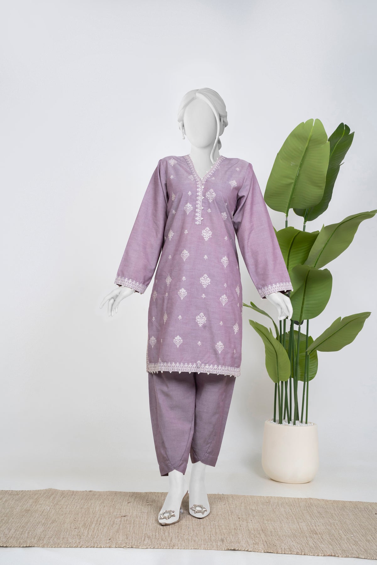 Solid Embroidered | 2-Piece RTW | Lilac