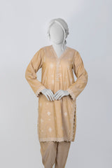 Solid Embroidered | 2-Piece RTW | Beige