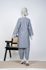 Solid Embroidered | 2-Piece RTW | Charcoal