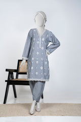 Solid Embroidered | 2-Piece RTW | Charcoal