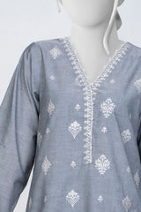 Solid Embroidered | 2-Piece RTW | Charcoal