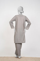 Solid Embroidered | 2-Piece RTW | Silver Grey