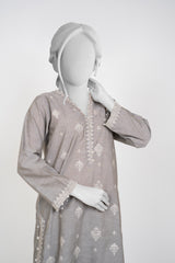 Solid Embroidered | 2-Piece RTW | Silver Grey