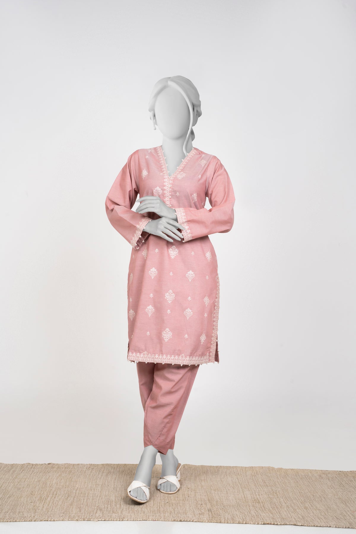 Solid Embroidered | 2-Piece RTW | Pink