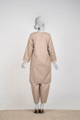 Solid Embroidered | 2-Piece RTW | Mushroom Beige