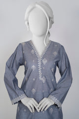 Solid Embroidered | 2-Piece RTW | Charcoal